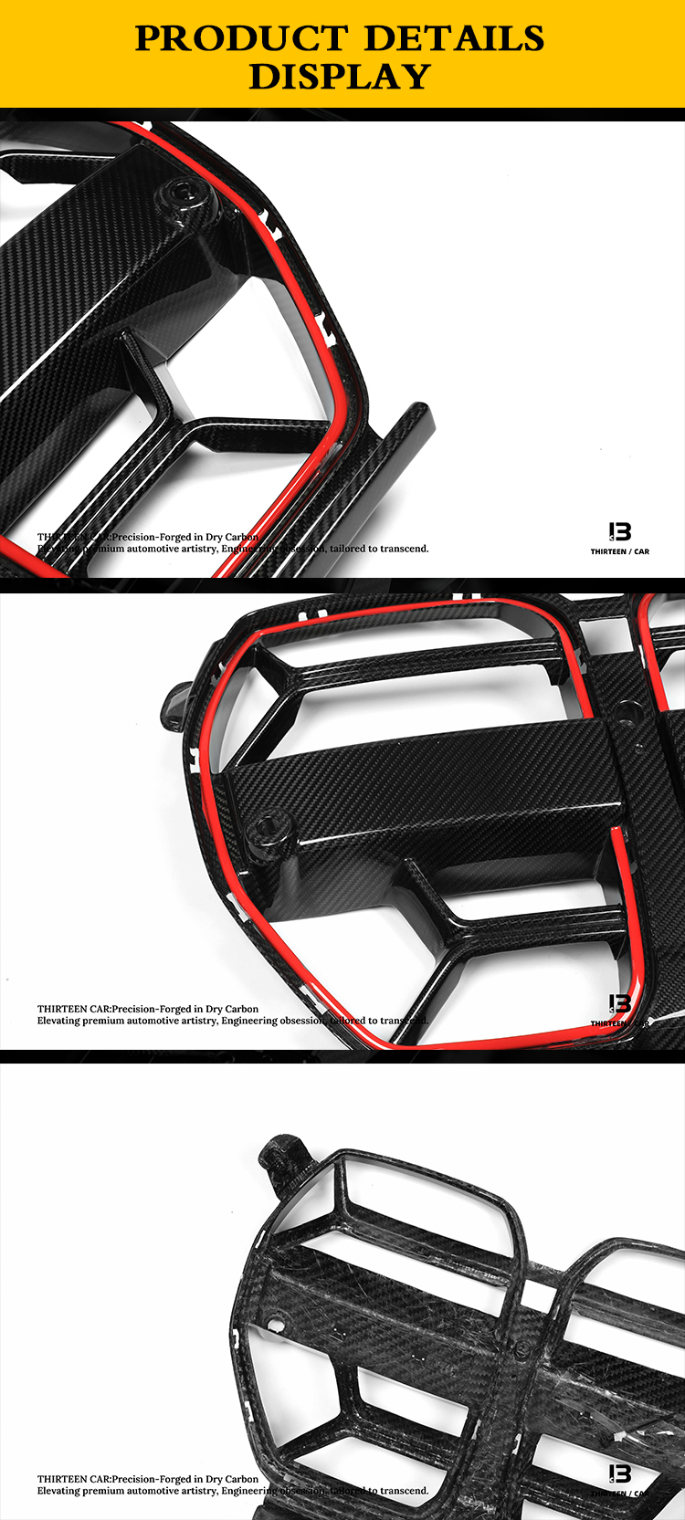 Front Grille M3 M4 CSL Style with Red Stripe