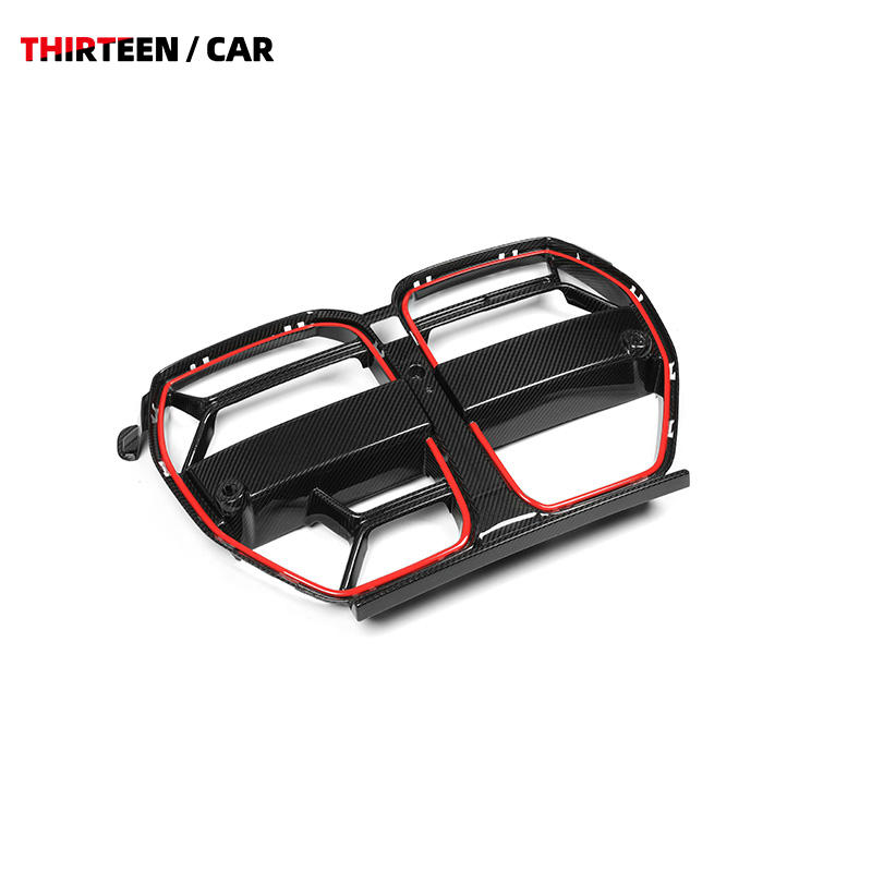 Front Grille M3 M4 CSL Style with Red Stripe and ACC - Image 2