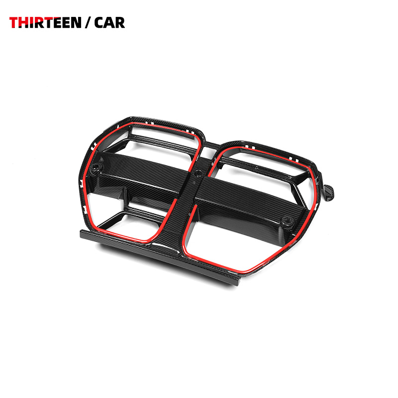 Front Grille M3 M4 CSL Style with Red Stripe and ACC - Image 3
